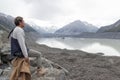 A man at Tasman Glacier viewpoint, Aoraki / Mount Cook National Park, New Zealand